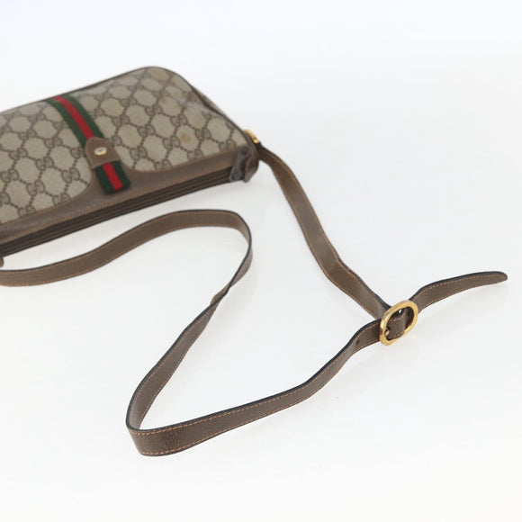 GUCCI GG Supreme Web Sherry Line Bag PVC Beige Gold 89 02 054 Auth 157071