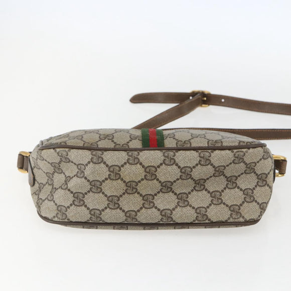 GUCCI GG Supreme Web Sherry Line Bag PVC Beige Gold 89 02 054 Auth 157071
