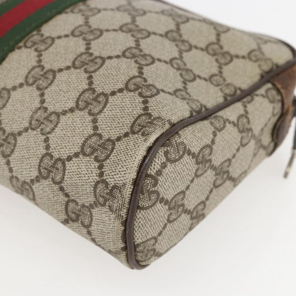 GUCCI GG Supreme Web Sherry Line Bag PVC Beige Gold 98 69 014 3553 Auth 157073