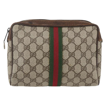 GUCCI GG Supreme Web Sherry Line Bag PVC Beige Gold 98 69 014 3553 Auth 157073 - 0