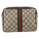 GUCCI GG Supreme Web Sherry Line Bag PVC Beige Gold 98 69 014 3553 Auth 157073-3