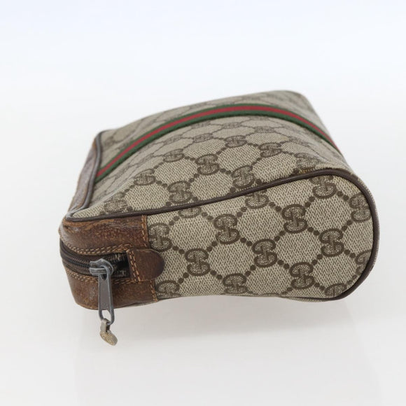 GUCCI GG Supreme Web Sherry Line Bag PVC Beige Gold 98 69 014 3553 Auth 157073