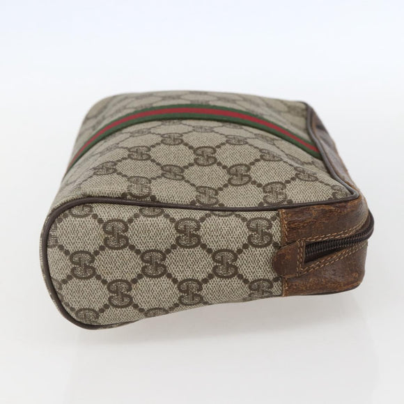 GUCCI GG Supreme Web Sherry Line Bag PVC Beige Gold 98 69 014 3553 Auth 157073