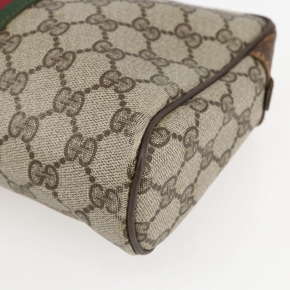 GUCCI GG Supreme Web Sherry Line Bag PVC Beige Gold 98 69 014 3553 Auth 157073