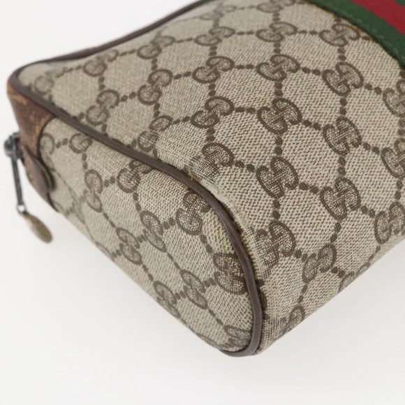 GUCCI GG Supreme Web Sherry Line Bag PVC Beige Gold 98 69 014 3553 Auth 157073