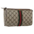 GUCCI GG Supreme Web Sherry Line Bag PVC Beige Gold 98 69 014 3553 Auth 157074-1