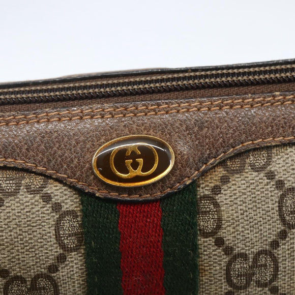 GUCCI GG Supreme Web Sherry Line Bag PVC Beige Gold 98 69 014 3553 Auth 157074