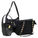 Salvatore Ferragamo Gancini Vala Hand Bag Leather 3 Set Black Auth 157075-1