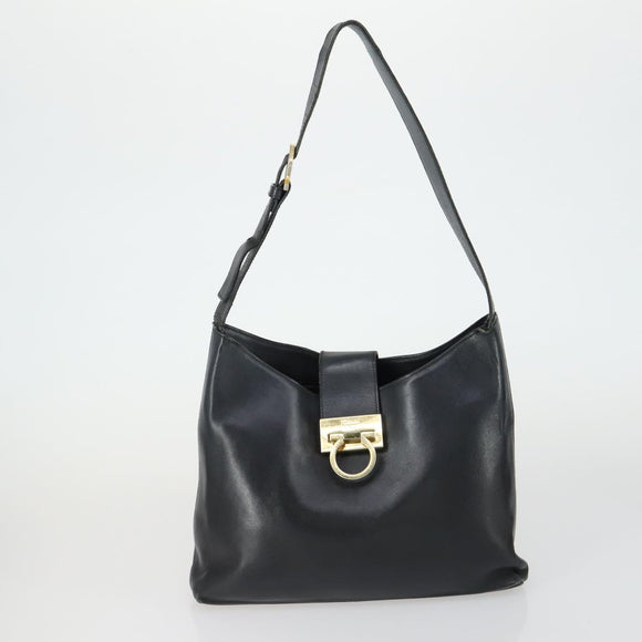 Salvatore Ferragamo Gancini Vala Hand Bag Leather 3 Set Black Auth 157075