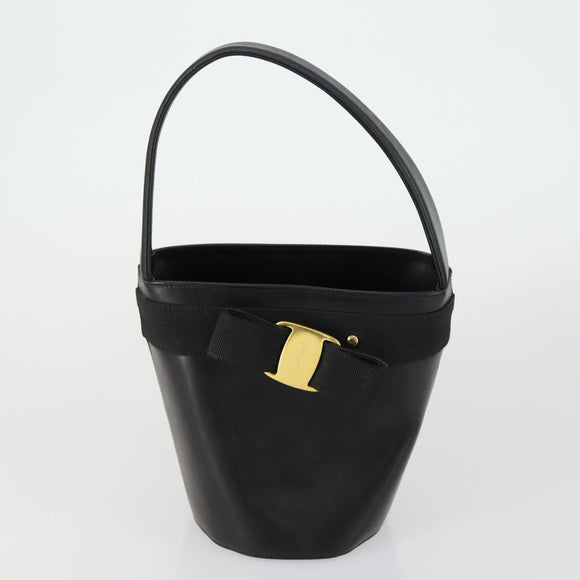 Salvatore Ferragamo Gancini Vala Hand Bag Leather 3 Set Black Auth 157075