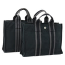 HERMES Fourre ToutPM Hand Bag Canvas 2 Set Black Auth 157076-1