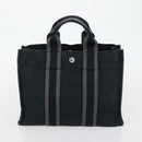 HERMES Fourre ToutPM Hand Bag Canvas 2 Set Black Auth 157076-10