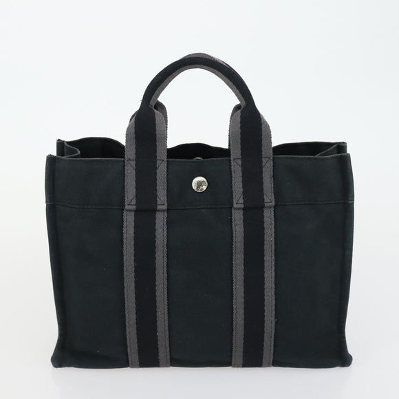 HERMES Fourre ToutPM Hand Bag Canvas 2 Set Black Auth 157076