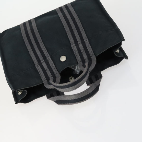 HERMES Fourre ToutPM Hand Bag Canvas 2 Set Black Auth 157076