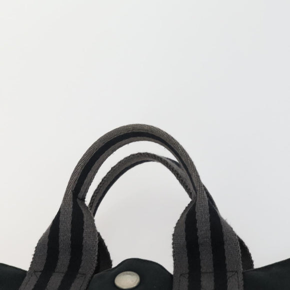 HERMES Fourre ToutPM Hand Bag Canvas 2 Set Black Auth 157076
