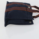 HERMES Fourre Tout Hand Bag Canvas 2 Set Khaki Navy Auth 157077-12