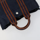 HERMES Fourre Tout Hand Bag Canvas 2 Set Khaki Navy Auth 157077-13
