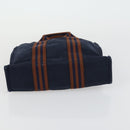 HERMES Fourre Tout Hand Bag Canvas 2 Set Khaki Navy Auth 157077-15