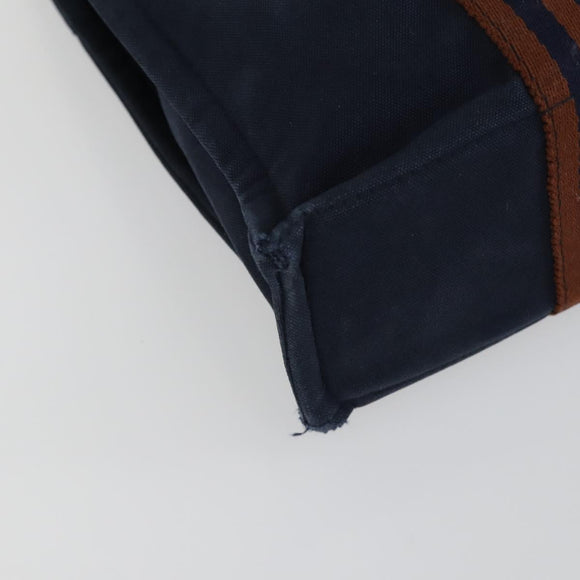 HERMES Fourre Tout Hand Bag Canvas 2 Set Khaki Navy Auth 157077