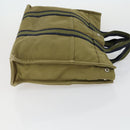 HERMES Fourre Tout Hand Bag Canvas 2 Set Khaki Navy Auth 157077-4