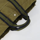 HERMES Fourre Tout Hand Bag Canvas 2 Set Khaki Navy Auth 157077-5