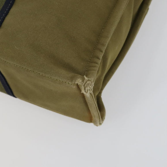 HERMES Fourre Tout Hand Bag Canvas 2 Set Khaki Navy Auth 157077