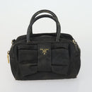 PRADA Tote Bag Nylon 2 Set Black Beige Auth 157078-10