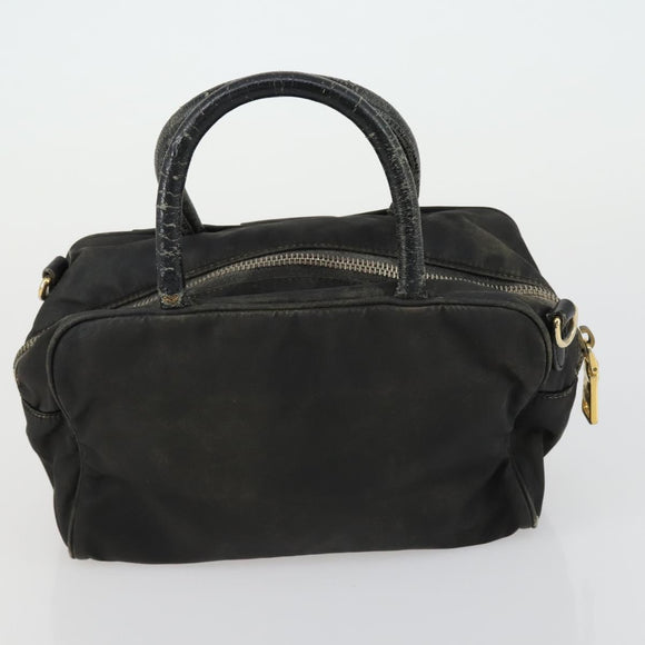 PRADA Tote Bag Nylon 2 Set Black Beige Auth 157078