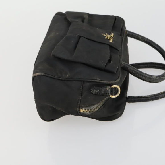 PRADA Tote Bag Nylon 2 Set Black Beige Auth 157078