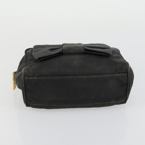PRADA Tote Bag Nylon 2 Set Black Beige Auth 157078
