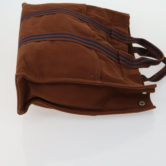 HERMES Brown Fourre Tout Hand Bag Canvas 4 Set Black Navy gray Auth 157079