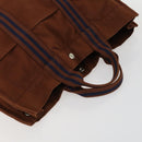 HERMES Brown Fourre Tout Hand Bag Canvas 4 Set Black Navy gray Auth 157079-11