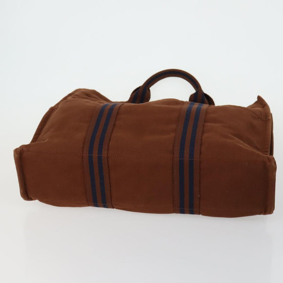 HERMES Braune Fourre Tout Handtasche Canvas 4er Set Schwarz Navy Grau Auth 157079