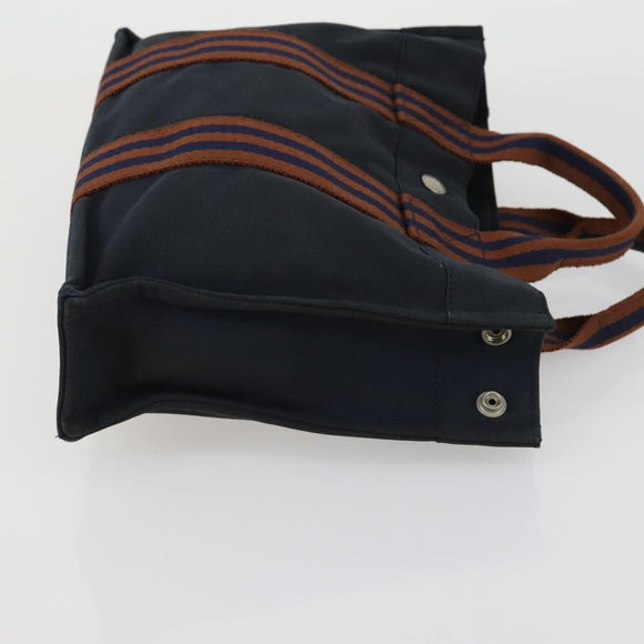 HERMES Brown Fourre Tout Hand Bag Canvas 4 Set Black Navy gray Auth 157079