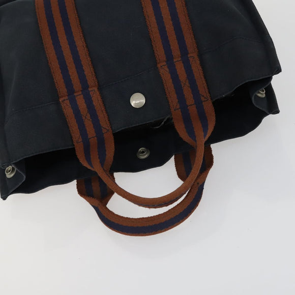 HERMES Braune Fourre Tout Handtasche Canvas 4er Set Schwarz Navy Grau Auth 157079