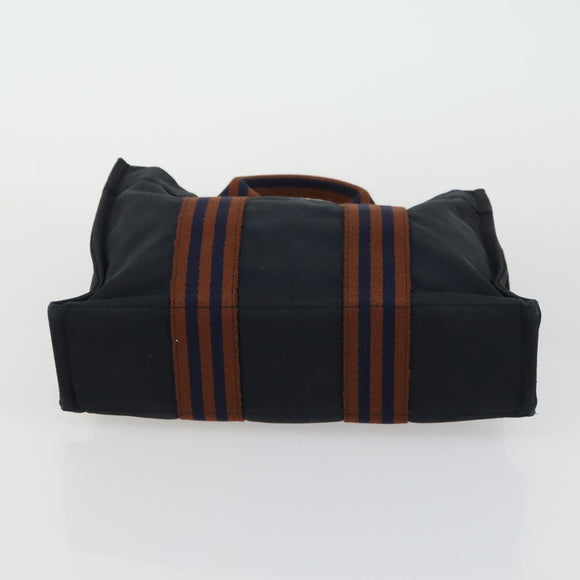 HERMES Brown Fourre Tout Hand Bag Canvas 4 Set Black Navy gray Auth 157079