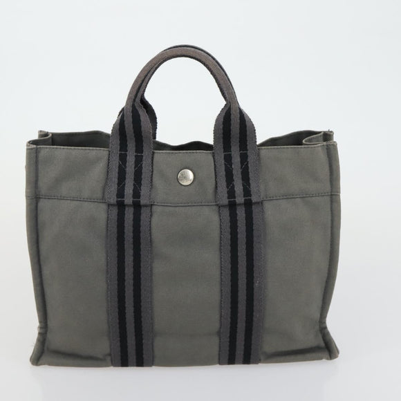 HERMES Braune Fourre Tout Handtasche Canvas 4er Set Schwarz Navy Grau Auth 157079