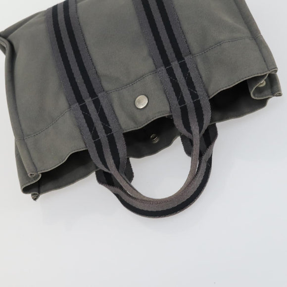 HERMES Brown Fourre Tout Hand Bag Canvas 4 Set Black Navy gray Auth 157079