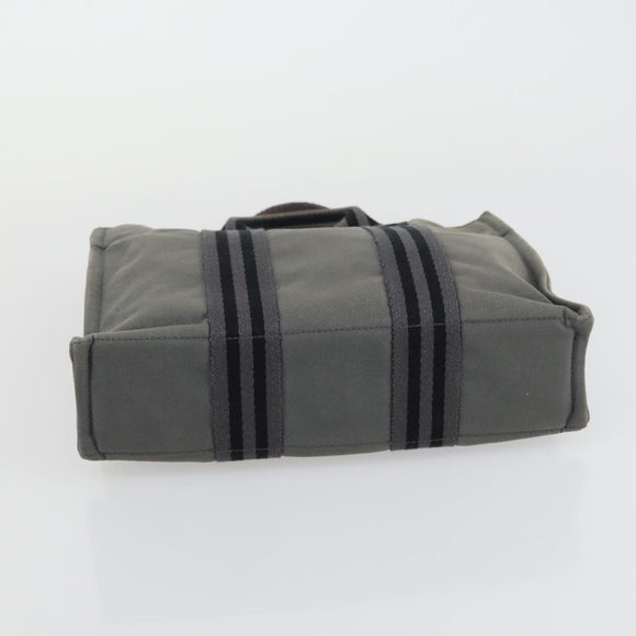 HERMES Brown Fourre Tout Hand Bag Canvas 4 Set Black Navy gray Auth 157079