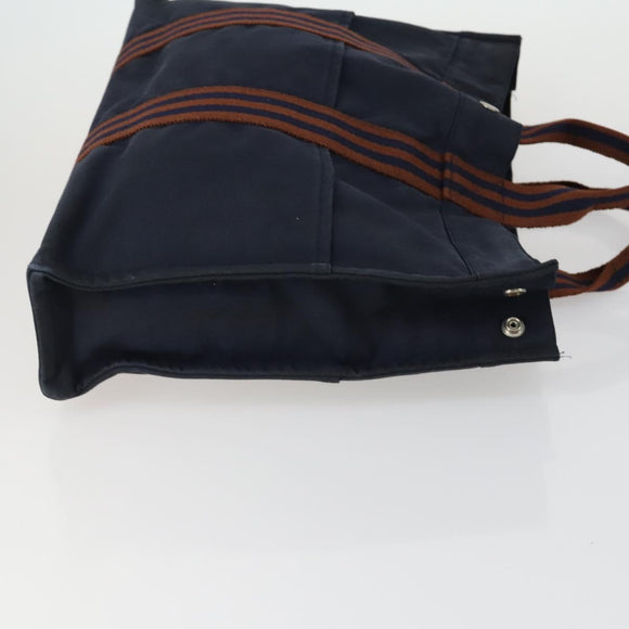 HERMES Braune Fourre Tout Handtasche Canvas 4er Set Schwarz Navy Grau Auth 157079