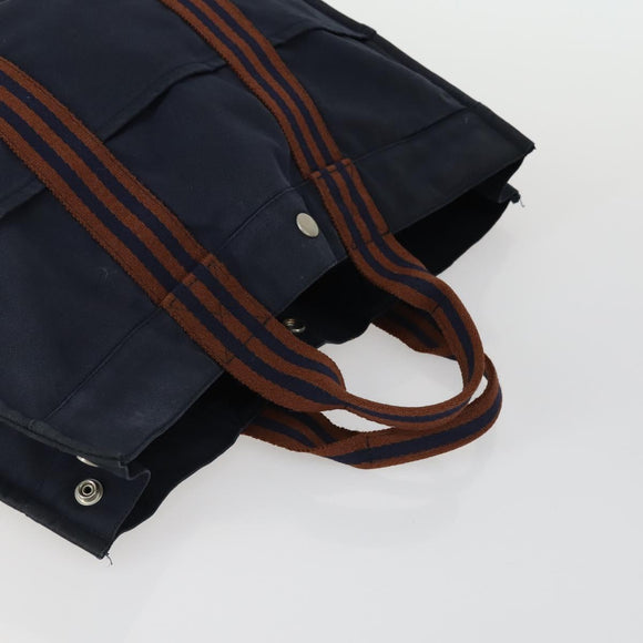 HERMES Brown Fourre Tout Hand Bag Canvas 4 Set Black Navy gray Auth 157079