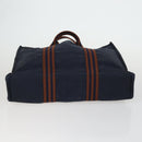 HERMES Brown Fourre Tout Hand Bag Canvas 4 Set Black Navy gray Auth 157079-6