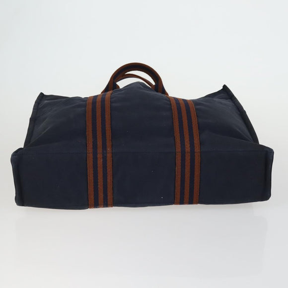 HERMES Braune Fourre Tout Handtasche Canvas 4er Set Schwarz Navy Grau Auth 157079