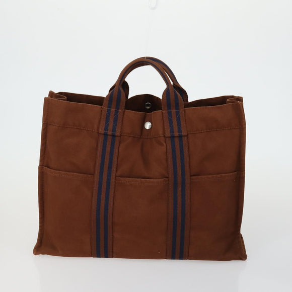 HERMES Braune Fourre Tout Handtasche Canvas 4er Set Schwarz Navy Grau Auth 157079