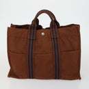 HERMES Brown Fourre Tout Hand Bag Canvas 4 Set Black Navy gray Auth 157079-9