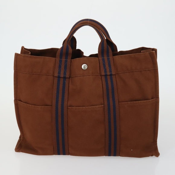HERMES Braune Fourre Tout Handtasche Canvas 4er Set Schwarz Navy Grau Auth 157079