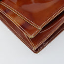 Salvatore Ferragamo Gancini Hand Bag Patent leather Brown Silver Auth 157100-11