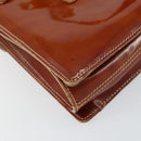 Salvatore Ferragamo Gancini Hand Bag Patent leather Brown Silver Auth 157100-13