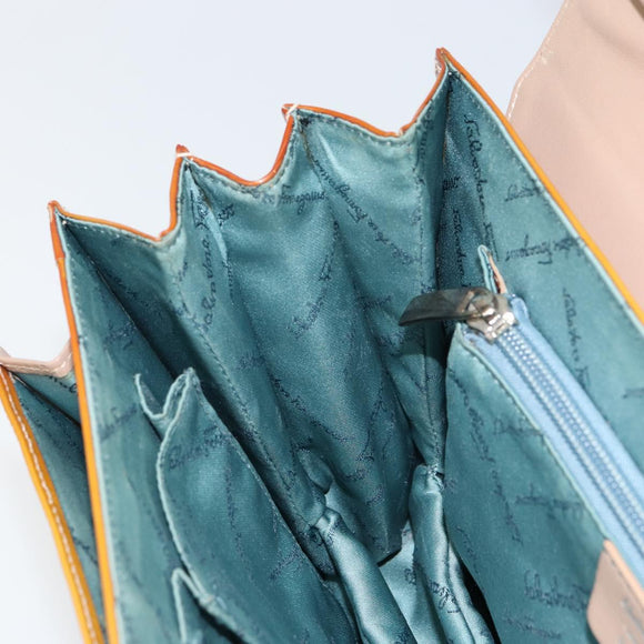 Salvatore Ferragamo Gancini Hand Bag Patent leather Brown Silver Auth 157100