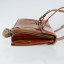 Salvatore Ferragamo Gancini Hand Bag Patent leather Brown Silver Auth 157100-4